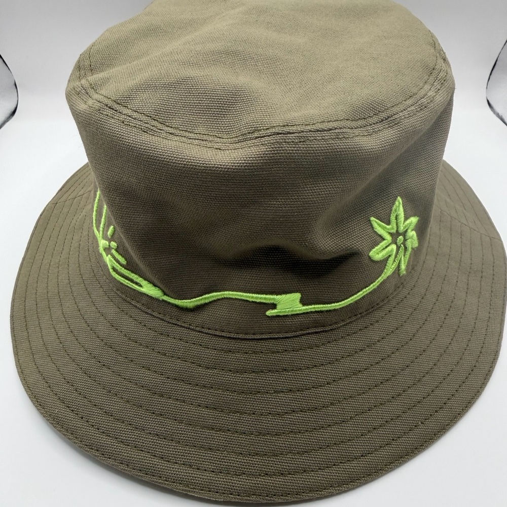 Dior Khaki Bucket Hat with Green Embroidery